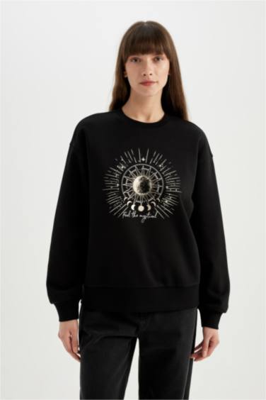 Свитшот свободного кроя с принтом