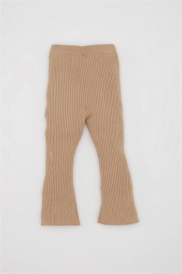 Kız Bebek İspanyol Paça Fitilli Bej Triko Tayt