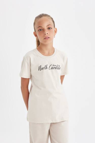 Girl Crew Neck Printed School T-Shirt