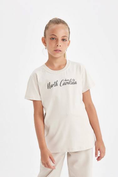 Girl Crew Neck Printed School T-Shirt