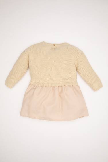 Örgülü Uzun Kollu Elbise Kız Bebek