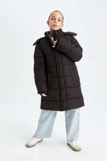 Girl Waterproof Hooded Long Puffer Jacket