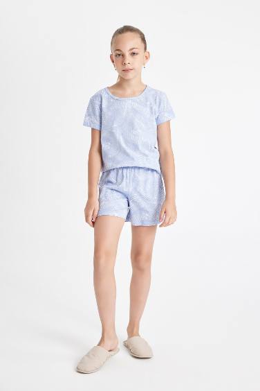 Ensemble Pyjama Short et T-Shirt à Manches Courtes à Motif pour Fille