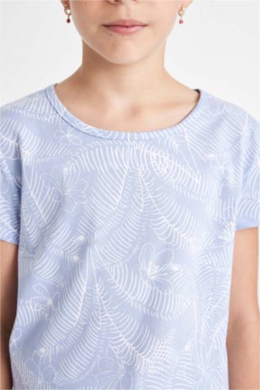 Ensemble Pyjama Short et T-Shirt à Manches Courtes à Motif pour Fille