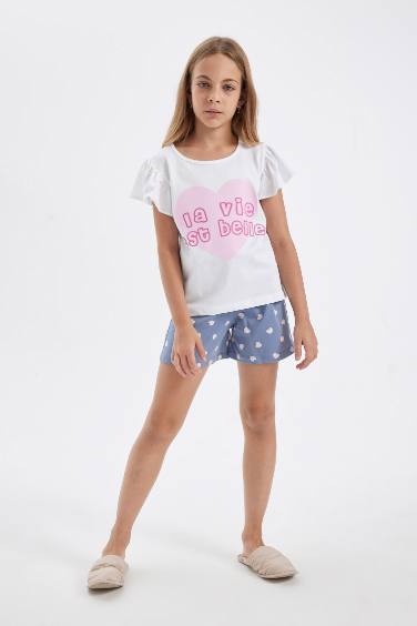 Girl Printed Short Sleeve 2 Piece Pajama Set