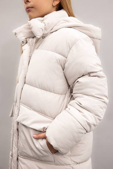 Kız Çocuk Su Geçirmez Kapüşonlu Polar Astarlı Parka