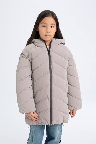 Girl Hooded Waterproof Puffer Jacket