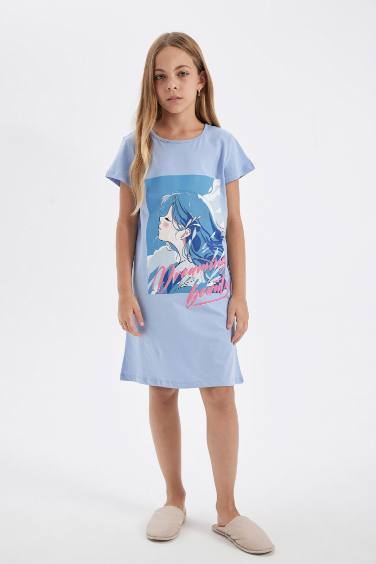 Girl Printed Short Sleeve Nightgown