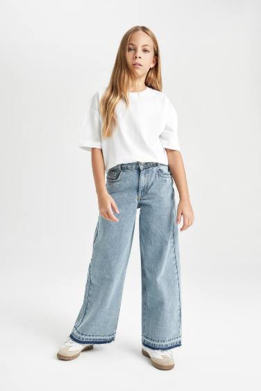 Girl Wide Leg Leg Pocketed Jeans