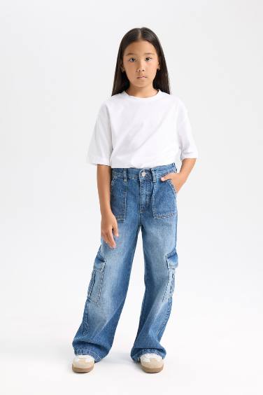 Girl Wide Leg Cargo Jeans