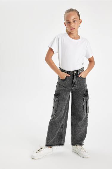 Girl Wide Leg Cargo Jeans