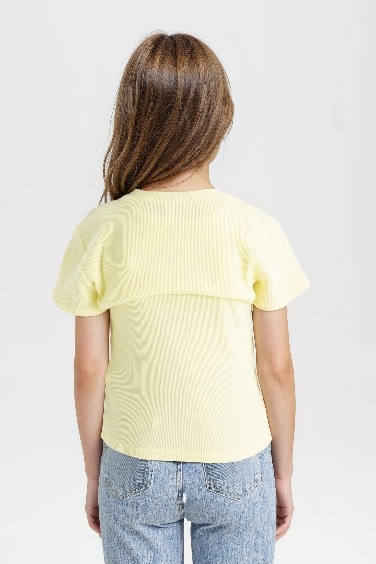 Girl Crop Ribbed Camisole 2 Piece Short Sleeve T-Shirt