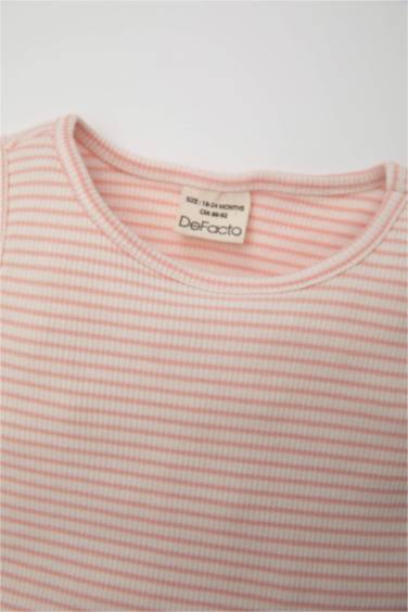 Baby Girl Crew Neck Striped Sleevelss T-Shirt