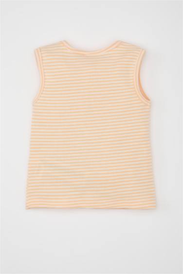 Baby Girl Crew Neck Striped Sleeveless T-Shirt