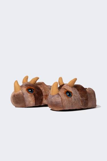 Boy Rhinoceros Themed Plush Home Slippers