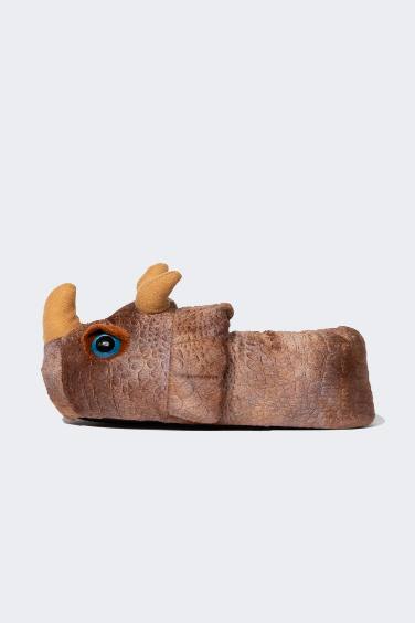 Boy Rhinoceros Themed Plush Home Slippers