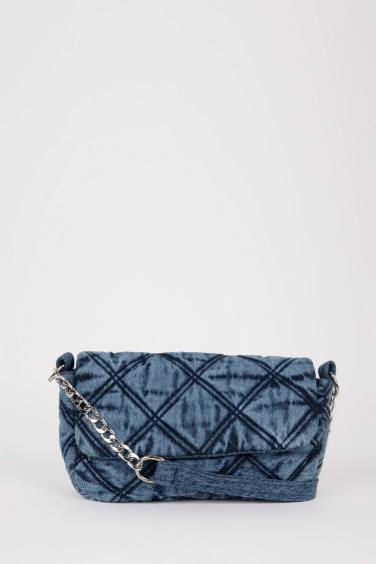 Woman Jean Look Chain Crossbody Bag