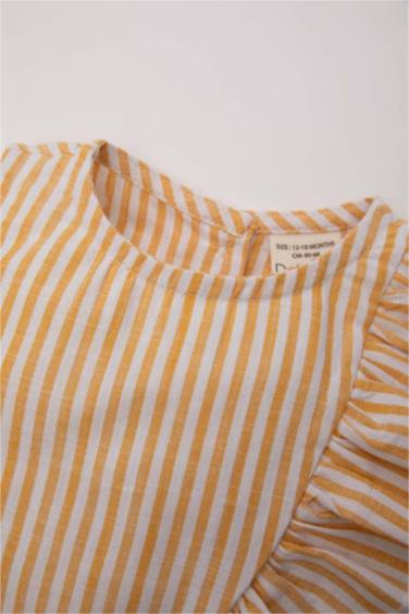 Baby Girl Striped Flared Poplin Blouse Shorts 2 Piece Set