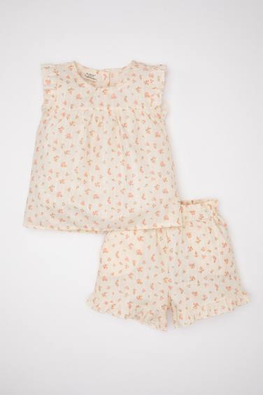 Baby Girl Floral Sleeveless T-Shirt Shorts 2 Piece Set