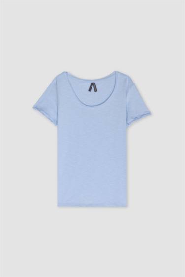 ت شيرت عادي نص كم ورقبة مستديرة