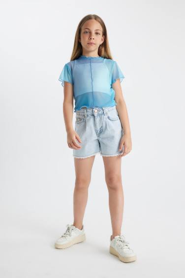 Girl Gradient Printed Tulle T-Shirt Tank Top 2 Piece Set