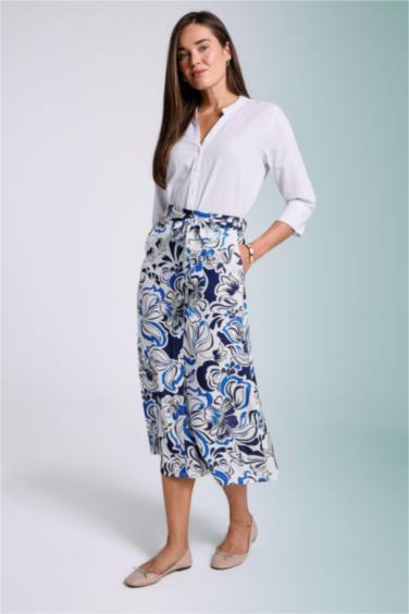 Patterned A-Line Midi Skirt