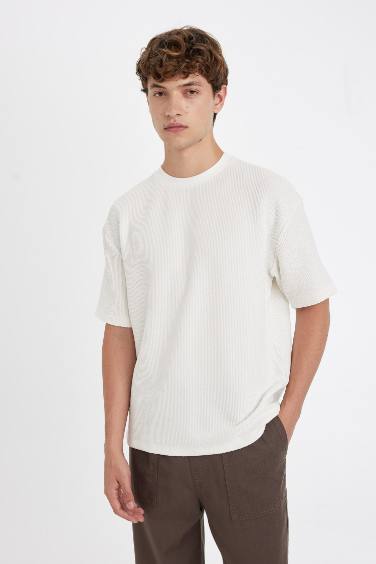 Boxy Fit Crew Neck Short Sleeve Basic T-Shirt