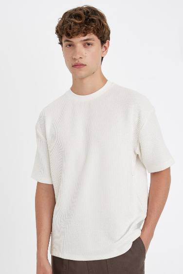 Boxy Fit Crew Neck Short Sleeve Basic T-Shirt