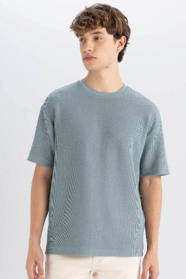 Boxy Fit Crew Neck Short Sleeve Basic T-Shirt