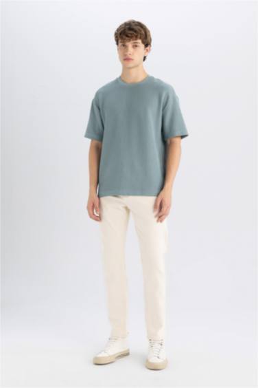 تيشيرت نص ردن اوفر سايز بياخة مستديرة