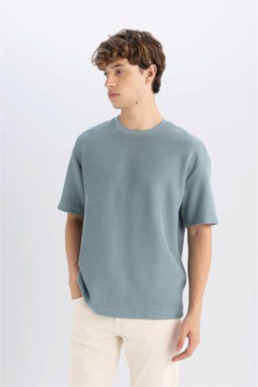 تيشيرت نص ردن اوفر سايز بياخة مستديرة