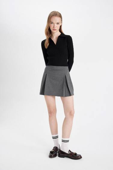 Pleated High Waist Mini Skirt