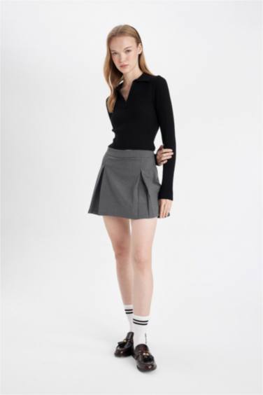 Pleated High Waist Mini Skirt