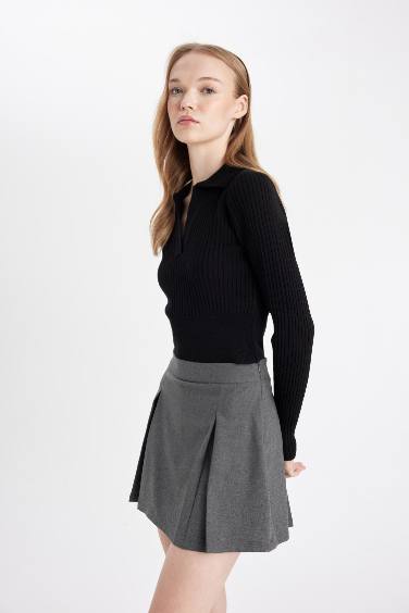 Pleated High Waist Mini Skirt