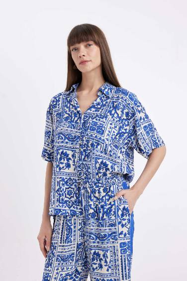 Chemise Oversize à Manches Courtes à motifs