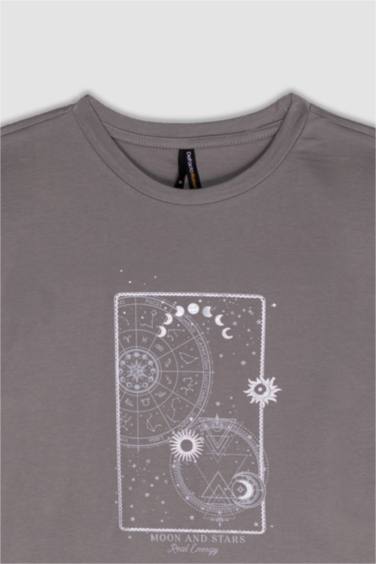 Relax Fit Crew Neck Printed Cotton T-Shirt