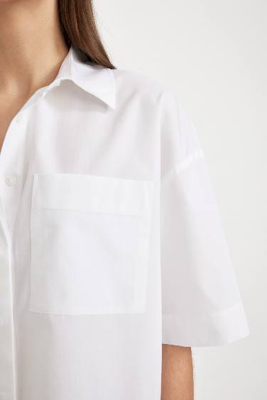 Chemise courte à Manches Courtes en Popeline