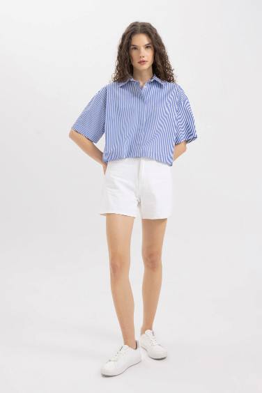 Poplin Short Sleeve Crop Shirt