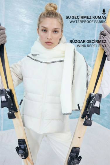 Su İtici Regular Fit USB Isıtıcılı Kapüşonlu Fermuarlı Mont