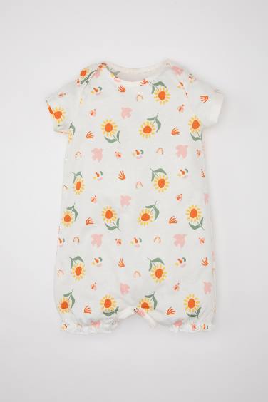 Baby Girl Newborn Floral Cotton Jumpsuit