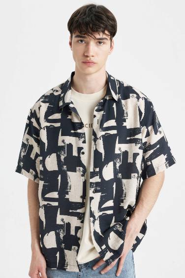 Relax Fit Polo Collar Printed Shirt