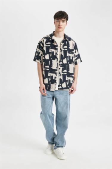 Chemise à motifs coupe Relax à Manches Courtes