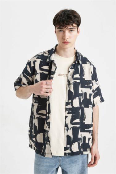 Chemise à motifs coupe Relax à Manches Courtes