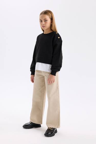 Girl Wide Leg Cotton Trousers