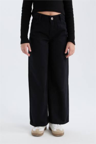 سروال بناتي قطن واسع برجل واسع