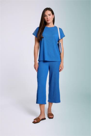 Wide Leg Straight Crop Trousers