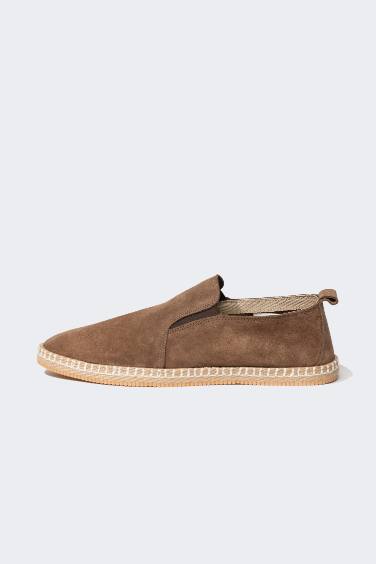 Man Leather Suede Flat Sole Espadrille