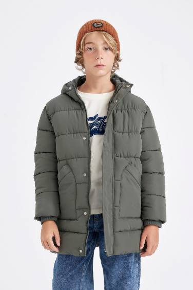 Boy Waterproof Hooded Long Jacket