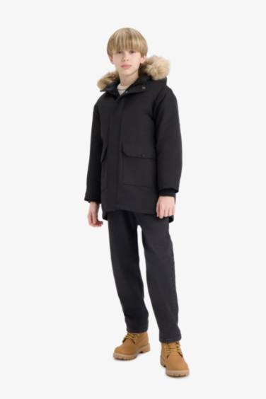 Ұлдарға бас киімді шерпа Пальто