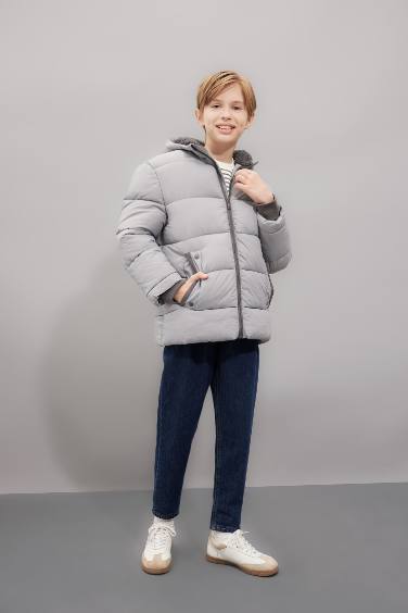 Ұлдарға бас киімді шерпа Пальто